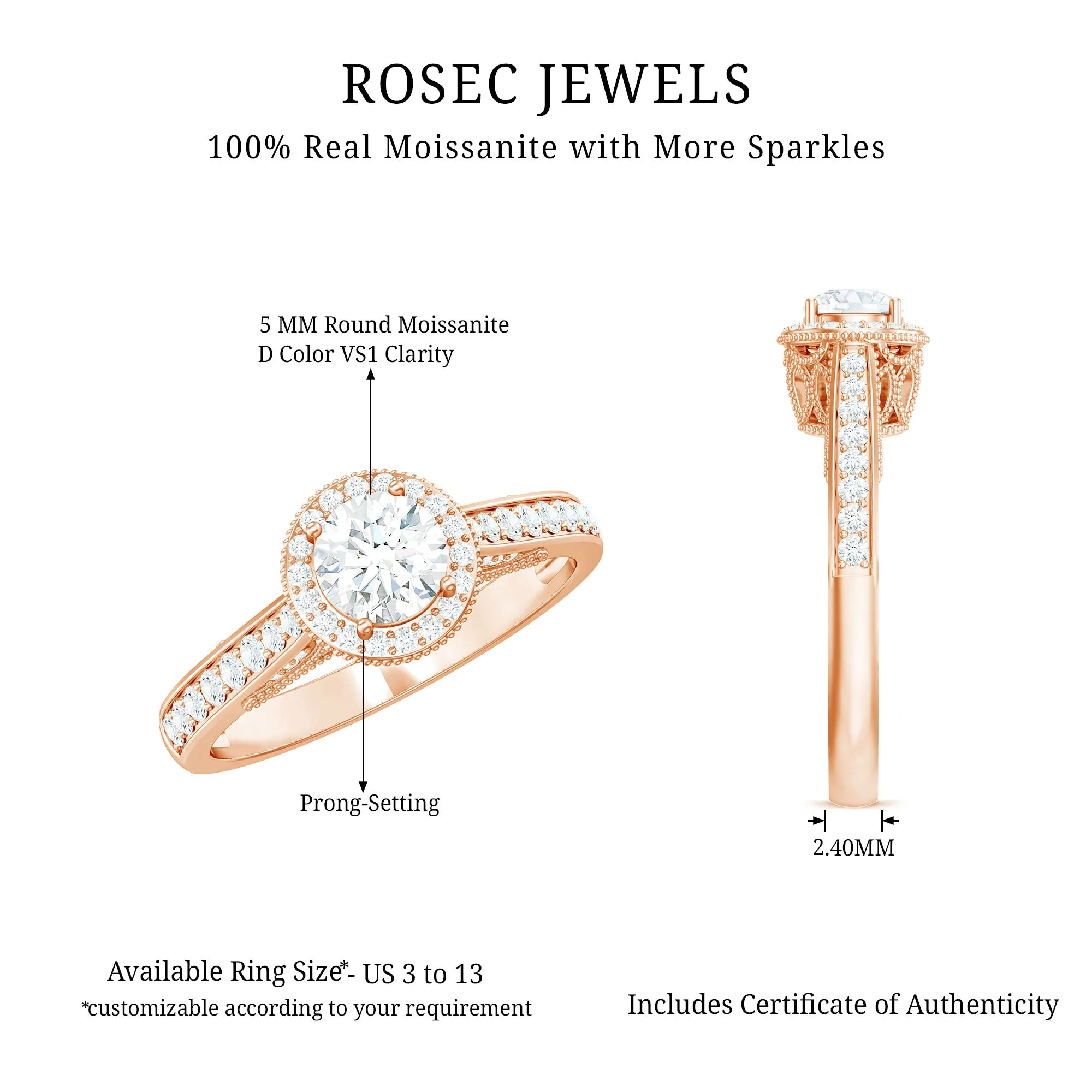 Vintage Moissanite Crown Engagement Ring