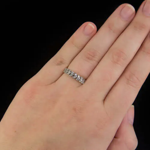 VINTAGE STYLE DIAMOND 1/2ct WEDDING ETERNITY BAND LEAF VINE ART NOUVEAU RING