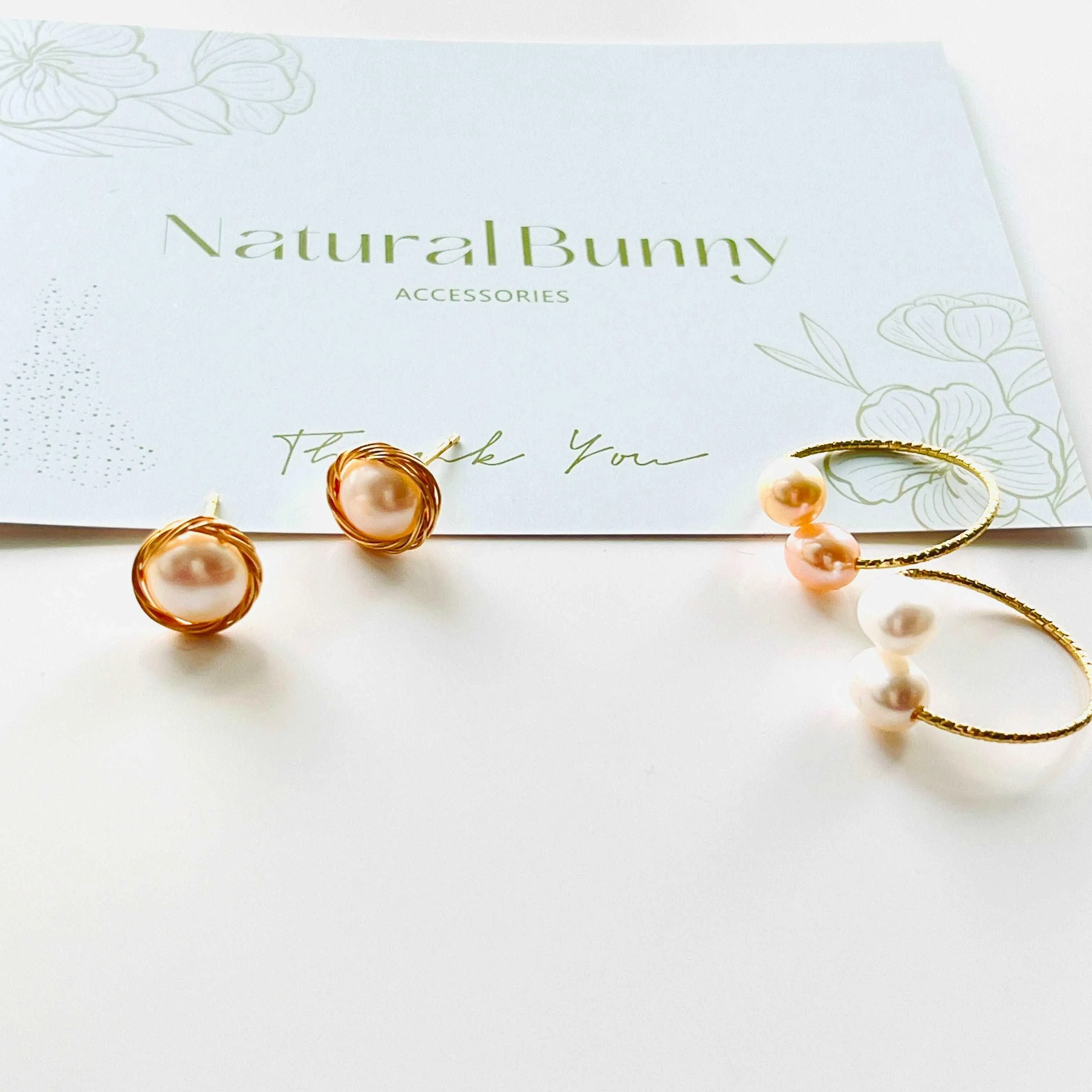 Wire Wrapping Freshwater Pearl Stud Earrings
