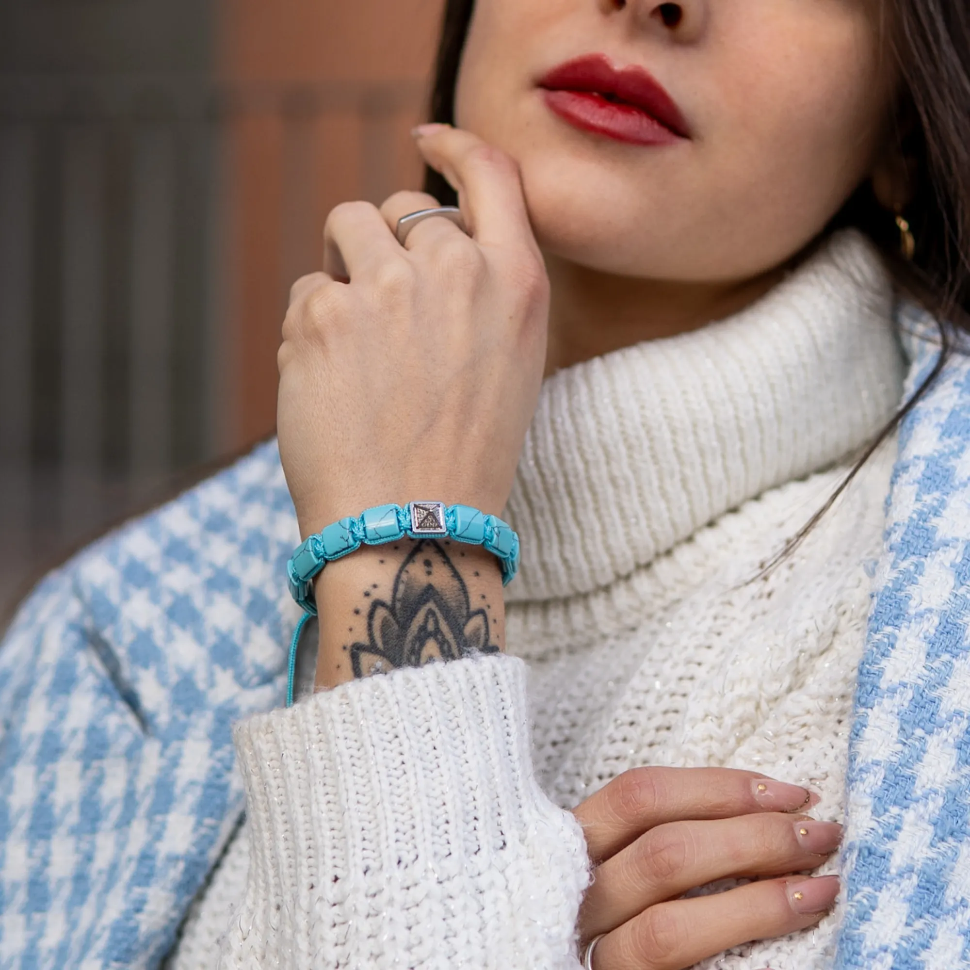 Women's TURQUOISE Flat bead Bracelet