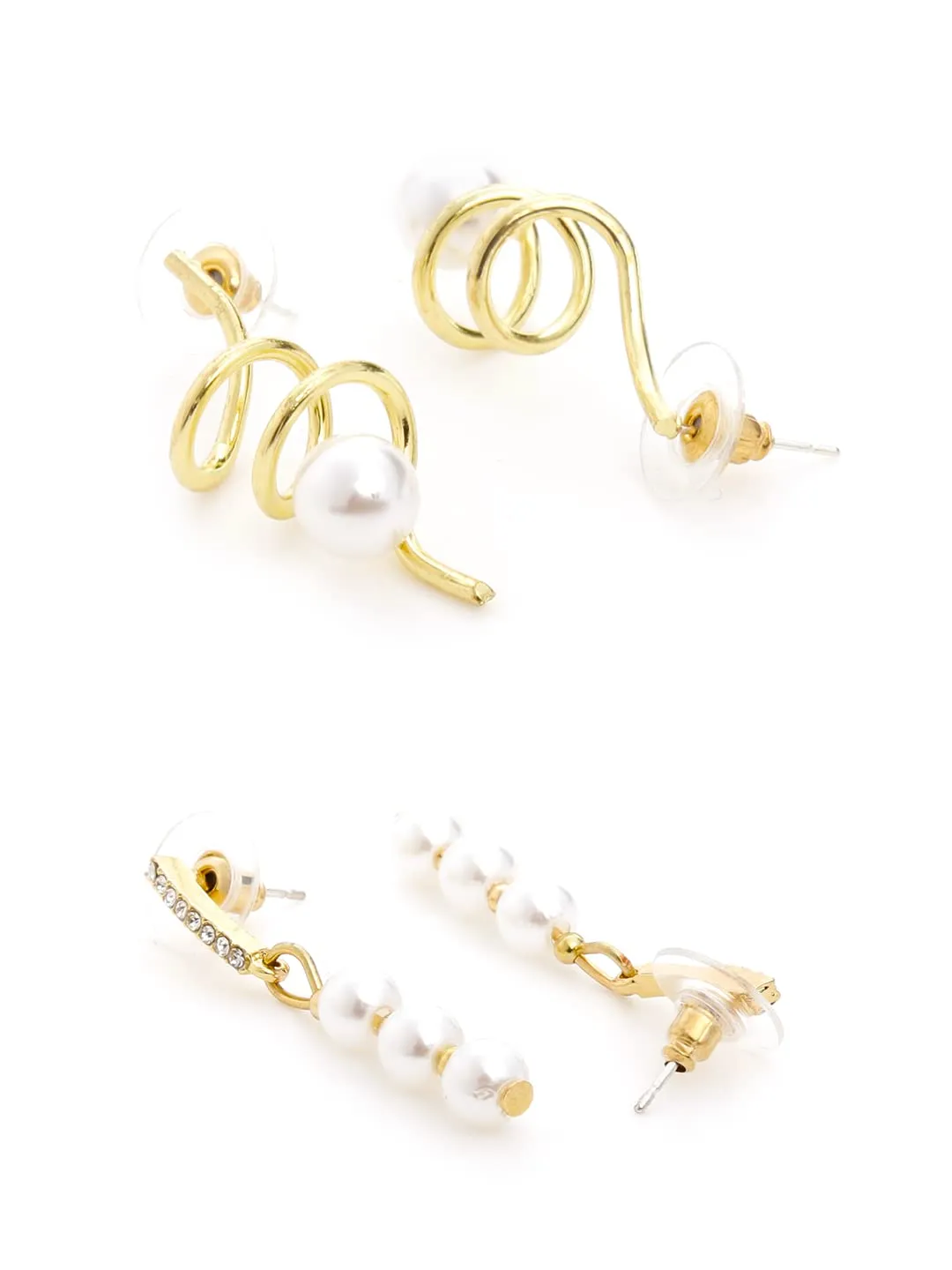 Yellow Chimes Pearl Earrings for Women Combo of 2 Pairs Gold Plated Pearl Drop Earrings for Women and Girls